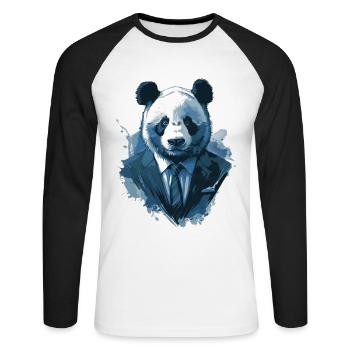 Panda - T-shirt baseball manches longues Homme - blanc/noir - Devant - Nik (191cm)