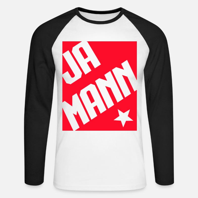 Ja Mann - Unisex Baseballshirt langarm - Weiß/Schwarz