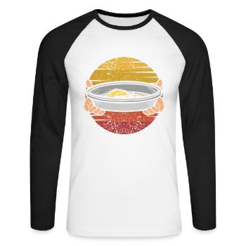 Rétro prospection mineur Exploitation des placeurs Exploitation de l’or Affinage - T-shirt baseball manches longues Homme - blanc/noir - Devant - Nik (191cm)
