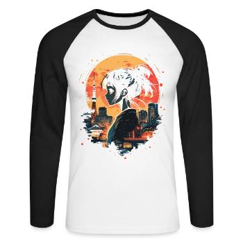 Fille d’Anime Japon - T-shirt baseball manches longues Homme - blanc/noir - Devant - Nik (191cm)