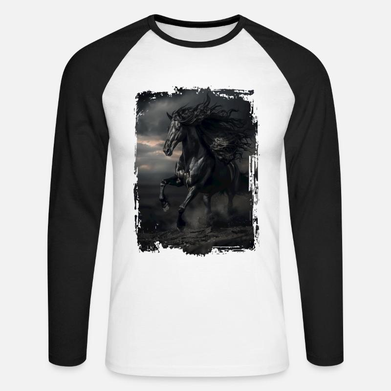 Friesisch - Unisex Baseballshirt langarm - Weiß/Schwarz