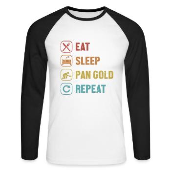 Manger Dormir Pan Or Répéter Prospection Mineur Or - T-shirt baseball manches longues Homme - blanc/noir - Devant - Nik (191cm)
