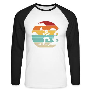 Retro Home Improvement Home Wrecker Experts House - Unisex Long Sleeve Baseball T-Shirt - white/black - Front - Nik (191cm)