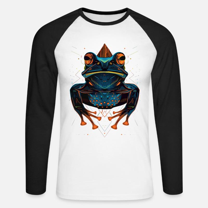 Frosch - Unisex Baseballshirt langarm - Weiß/Schwarz