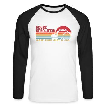 La démolition de maison est plus qu’une maison d’experts du travail - T-shirt baseball manches longues Homme - blanc/noir - Devant - Nik (191cm)