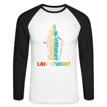 Retro Legal Studies Law School University Law - Unisex Long Sleeve Baseball T-Shirt - white/black - Front - Nik (191cm)
