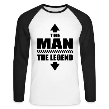 L’Homme La Légende Macho Casanova - T-shirt baseball manches longues Homme - blanc/noir - Devant - Nik (191cm)