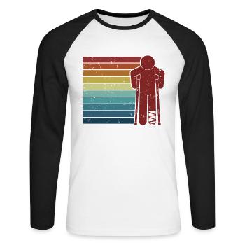 Retro Broken Arm Leg Broken Bone Broken Finger - Unisex Long Sleeve Baseball T-Shirt - white/black - Front - Nik (191cm)