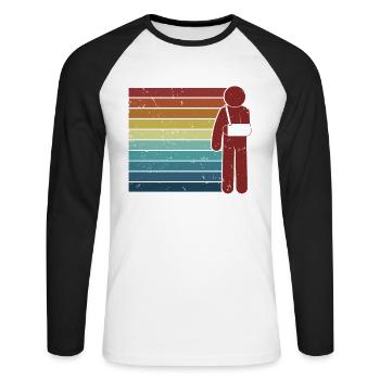 Retro Broken Bone Broken Finger Broken Arm Leg - Unisex Long Sleeve Baseball T-Shirt - white/black - Front - Nik (191cm)