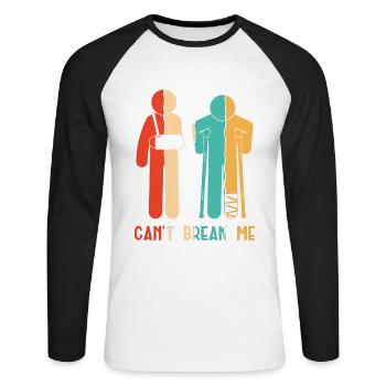 Je ne peux pas me casser Doigt cassé Os de la jambe du bras cassé - T-shirt baseball manches longues Homme - blanc/noir - Devant - Nik (191cm)