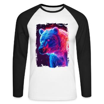 Porter - T-shirt baseball manches longues Homme - blanc/noir - Devant - Nik (191cm)