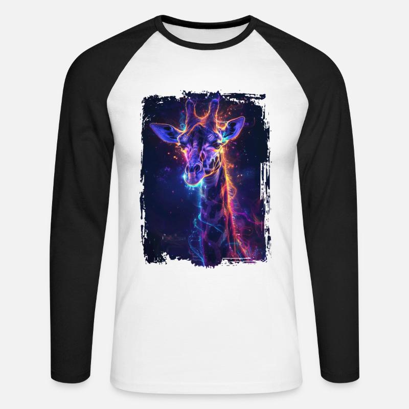 Giraffe - Unisex Baseballshirt langarm - Weiß/Schwarz