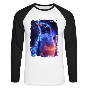 Penguin - Unisex Long Sleeve Baseball T-Shirt - white/black - Front - Nik (191cm)