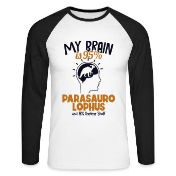 My Brain is 95% Parasaurolophus Dinosaur - Unisex Long Sleeve Baseball T-Shirt - white/black - Front - Nik (191cm)