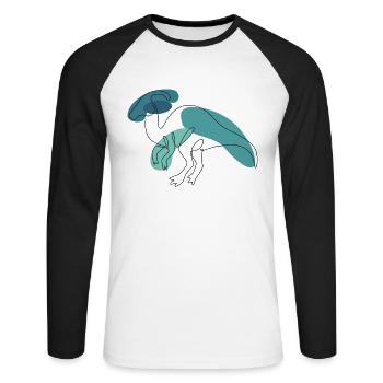 Lineart Parasaurolophini Hadrosauridae Lover - Unisex Long Sleeve Baseball T-Shirt - white/black - Front - Nik (191cm)