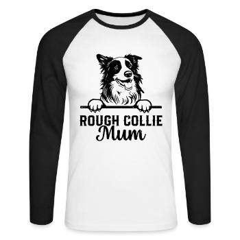 Rough Collie Mum Rough Collie Dog Lover Rough Coll - Unisex Baseballshirt langarm - Weiß/Schwarz - Vorne - Nik (191cm)