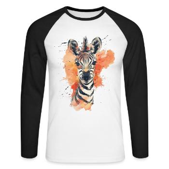Zebra - Unisex Long Sleeve Baseball T-Shirt - white/black - Front - Nik (191cm)