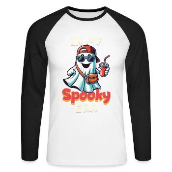 Halloween In Meiner Spooky Ära - Unisex Baseballshirt langarm - Weiß/Schwarz - Vorne - Nik (191cm)