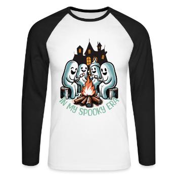 Halloween Geister In Meiner Spooky Ära - Unisex Baseballshirt langarm - Weiß/Schwarz - Vorne - Nik (191cm)