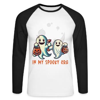Les fantômes d’Halloween à mon époque effrayante - T-shirt baseball manches longues Homme - blanc/noir - Devant - Nik (191cm)