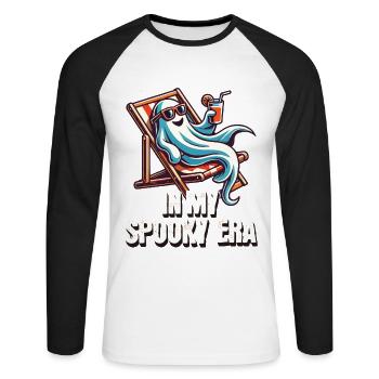gHalloween Geist In Meiner Spooky Ära - Unisex Baseballshirt langarm - Weiß/Schwarz - Vorne - Nik (191cm)