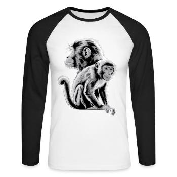 Monkey - Unisex Long Sleeve Baseball T-Shirt - white/black - Front - Nik (191cm)