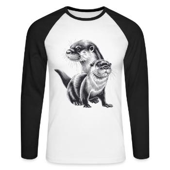Otter - Unisex Baseballshirt langarm - Weiß/Schwarz - Vorne - Nik (191cm)