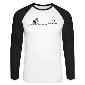 Rough Collie Heartbeat Heart Rough Collie Lover Ro - Unisex Baseballshirt langarm - Weiß/Schwarz - Vorne - Nik (191cm)