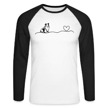 Rough Collie Lover - Rough Collie Heartbeat Heart - Unisex Long Sleeve Baseball T-Shirt - white/black - Front - Nik (191cm)