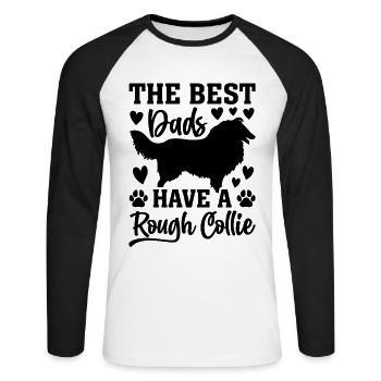 Les meilleurs papas ont un Rough Collie - T-shirt baseball manches longues Homme - blanc/noir - Devant - Nik (191cm)