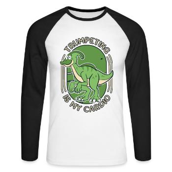 Trumpeting Is My Cardio Hadrosauridae Lover - Unisex Long Sleeve Baseball T-Shirt - white/black - Front - Nik (191cm)