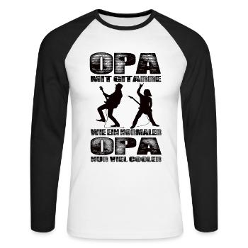 Opa Mit Gitarre Wie Ein Normaler Opa Nur Cooler - Unisex Baseballshirt langarm - Weiß/Schwarz - Vorne - Nik (191cm)