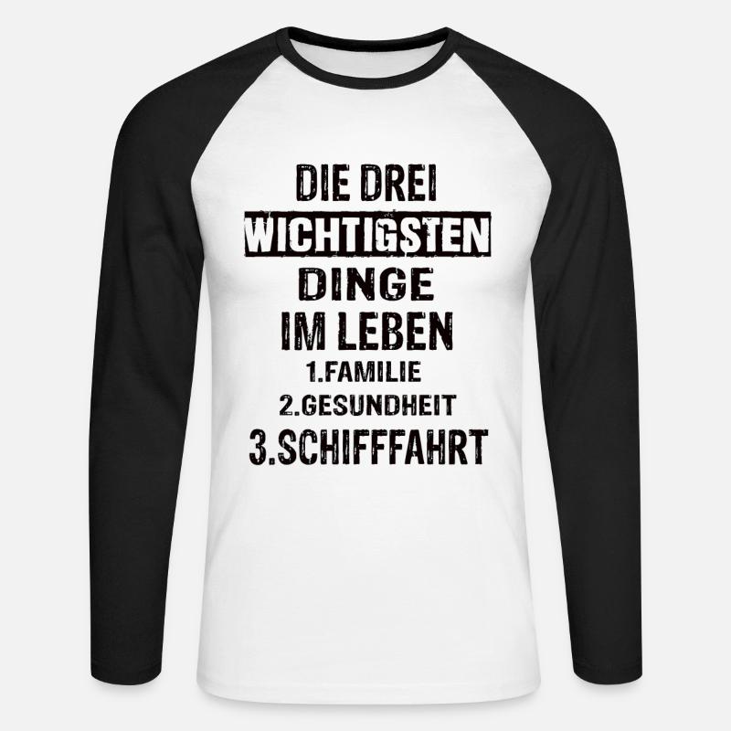 Schifffahrt - Unisex Baseballshirt langarm - Weiß/Schwarz