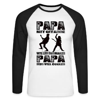 Papa Mit Gitarre Wie Ein Normaler Papa nur Cooler - Unisex Baseballshirt langarm - Weiß/Schwarz - Vorne - Nik (191cm)