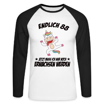 88 Birthday Positive Sayings for 88 Birthday - Unisex Long Sleeve Baseball T-Shirt - white/black - Front - Nik (191cm)