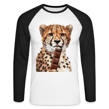 Cheetah - Unisex Long Sleeve Baseball T-Shirt - white/black - Front - Nik (191cm)