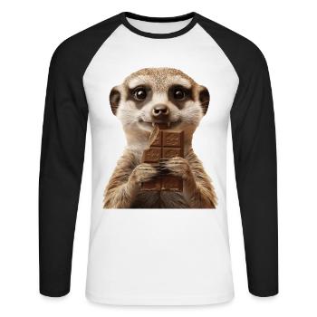 Suricate - T-shirt baseball manches longues Homme - blanc/noir - Devant - Nik (191cm)