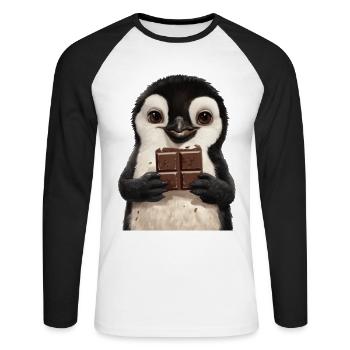 Penguin - Unisex Long Sleeve Baseball T-Shirt - white/black - Front - Nik (191cm)