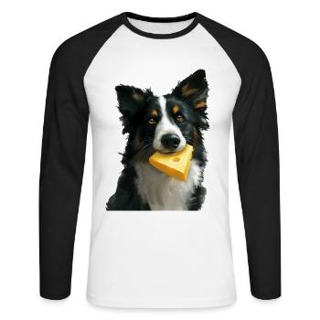 Chien - T-shirt baseball manches longues Homme - blanc/noir - Devant - Nik (191cm)