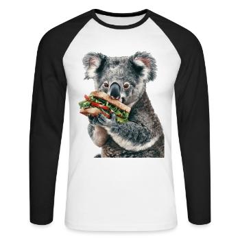 Koala - Unisex Long Sleeve Baseball T-Shirt - white/black - Front - Nik (191cm)