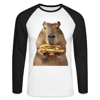 Capybara - Unisex Long Sleeve Baseball T-Shirt - white/black - Front - Nik (191cm)