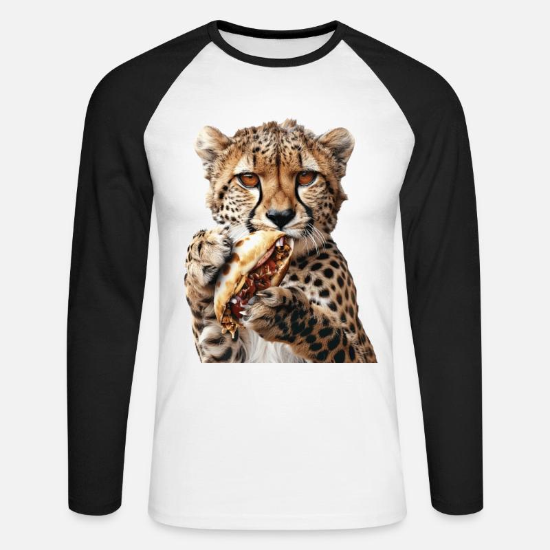 Gepard - Unisex Baseballshirt langarm - Weiß/Schwarz