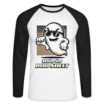 Funny Halloween Ghost This Is Boo Sheet - Unisex Long Sleeve Baseball T-Shirt - white/black - Front - Nik (191cm)