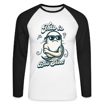 Funny Halloween Boo Sheet Ghost - Unisex Long Sleeve Baseball T-Shirt - white/black - Front - Nik (191cm)
