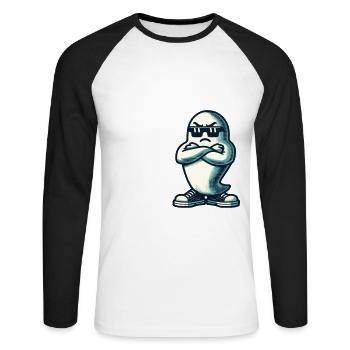 Funny Halloween Ghost 'This Is Boo Sheet' - Unisex Long Sleeve Baseball T-Shirt - white/black - Front - Nik (191cm)