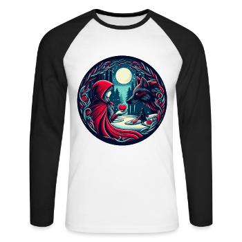 Fairy Tale Little Red Riding Hood Wolf Mystical Love Animal Welfare - Unisex Long Sleeve Baseball T-Shirt - white/black - Front - Nik (191cm)