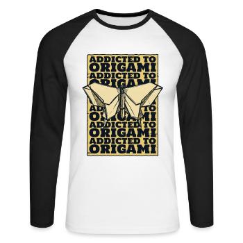 Addicted To Origami Owl Paper Crane Folding - Unisex Long Sleeve Baseball T-Shirt - white/black - Front - Nik (191cm)