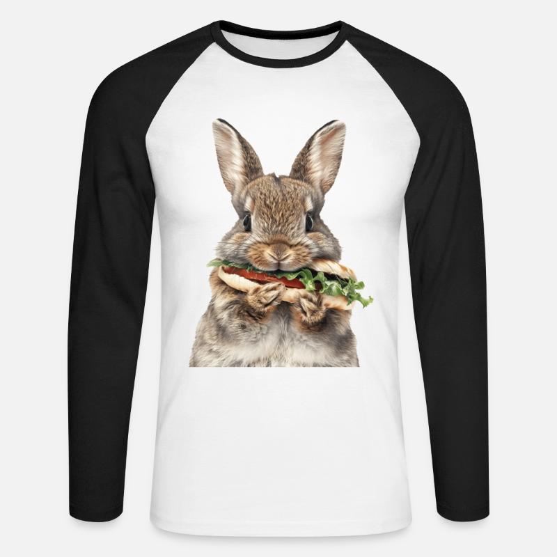 Rabbit - Unisex Long Sleeve Baseball T-Shirt - white/black