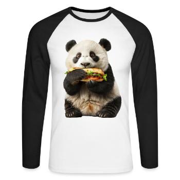 Panda - T-shirt baseball manches longues Homme - blanc/noir - Devant - Nik (191cm)