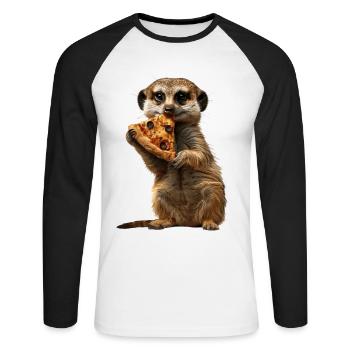 Erdmännchen - Unisex Baseballshirt langarm - Weiß/Schwarz - Vorne - Nik (191cm)